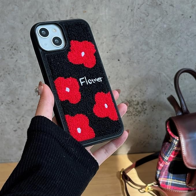 Red Petal Embroidery iPhone Case