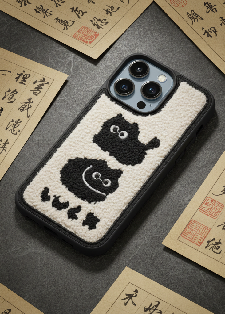 Cozy Black & White Cat Sherpa Case