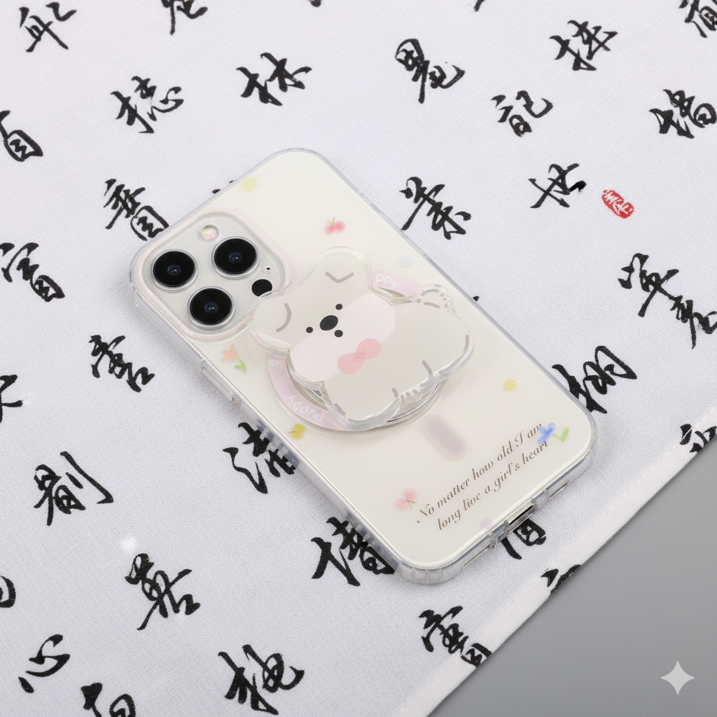 Cute Clear Bear PopGrip Case