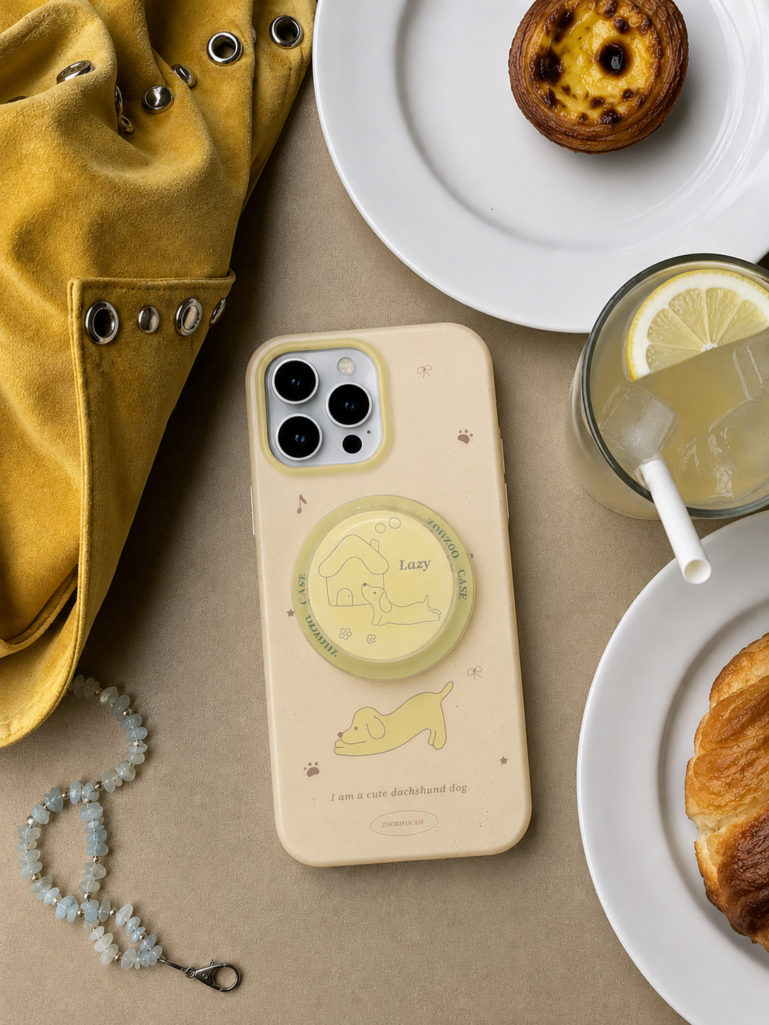 Charming Lazy Dachshund Phone Case with PopGrip