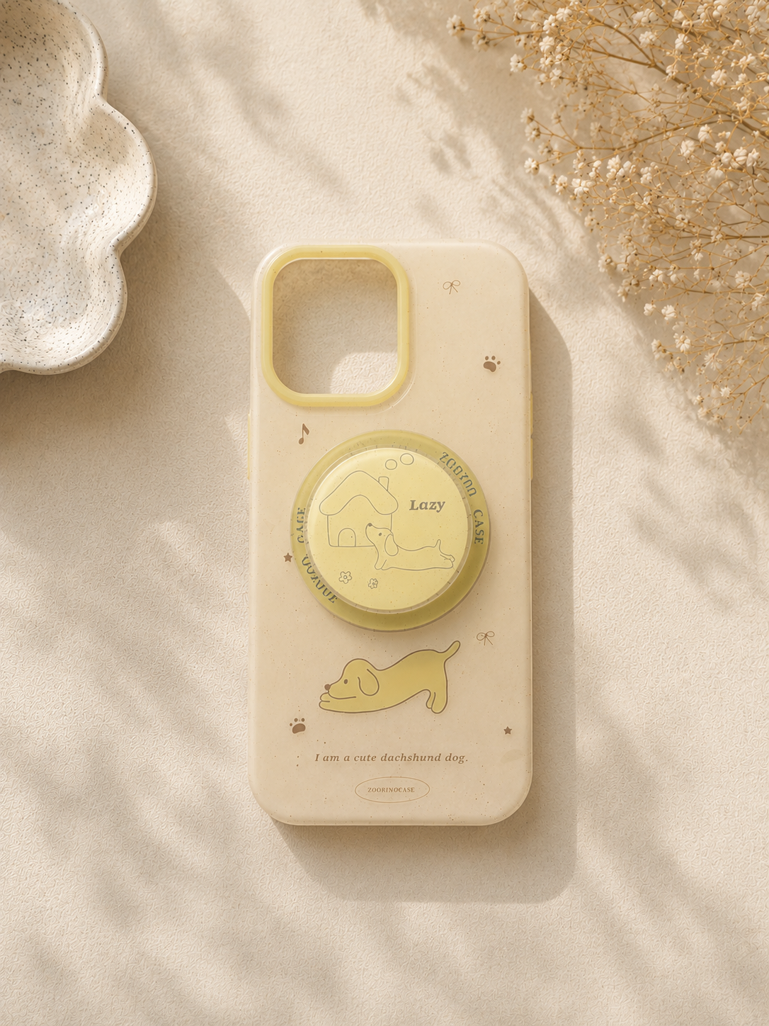 Charming Lazy Dachshund Phone Case with PopGrip