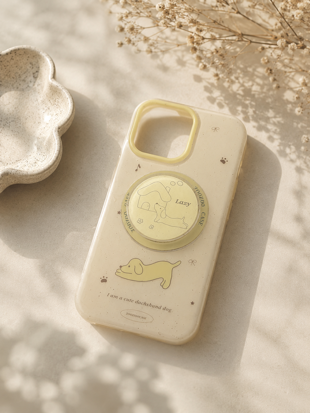 Charming Lazy Dachshund Phone Case with PopGrip