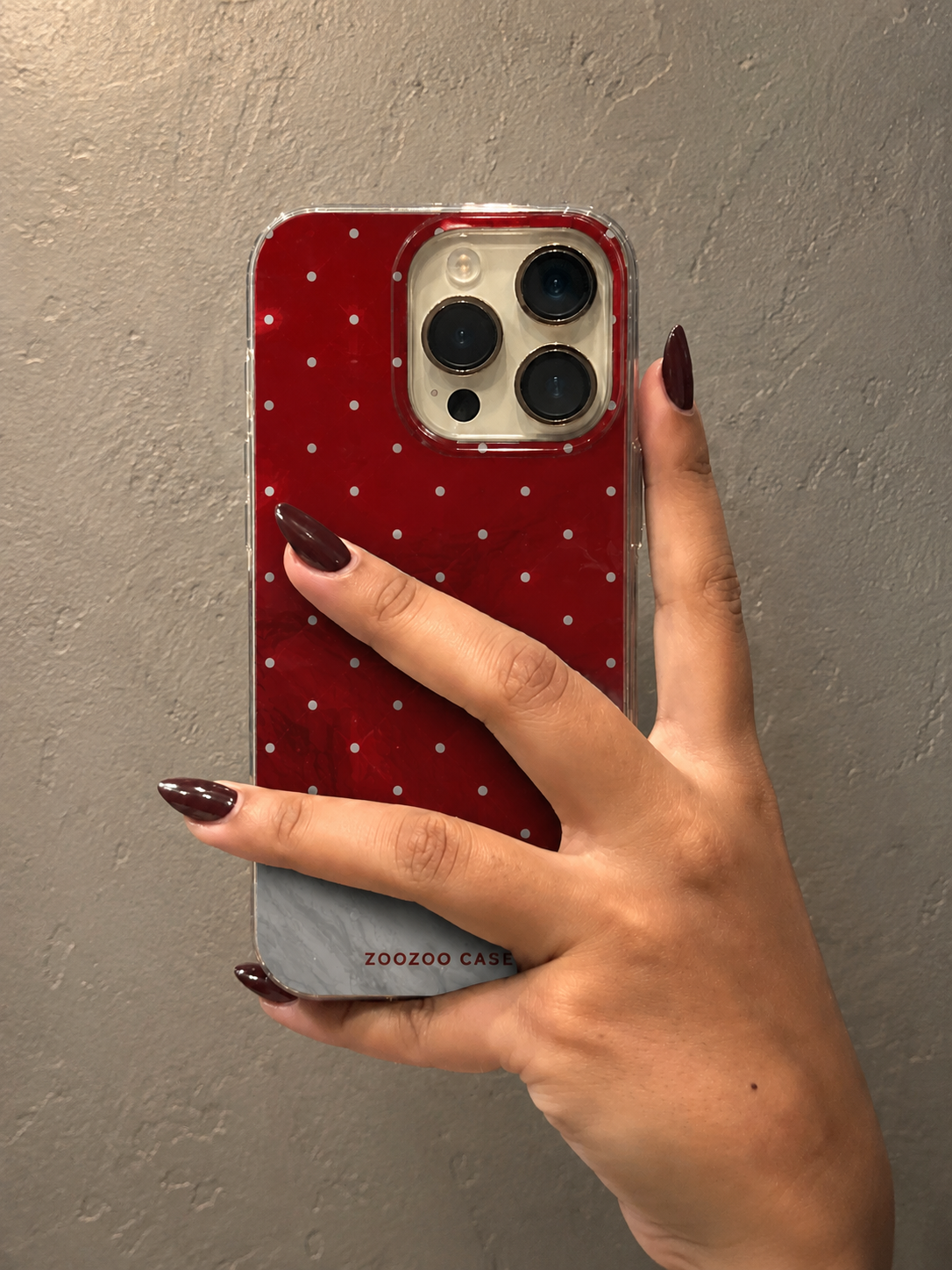 Bold Red & Grey Polka Dot Clear Case
