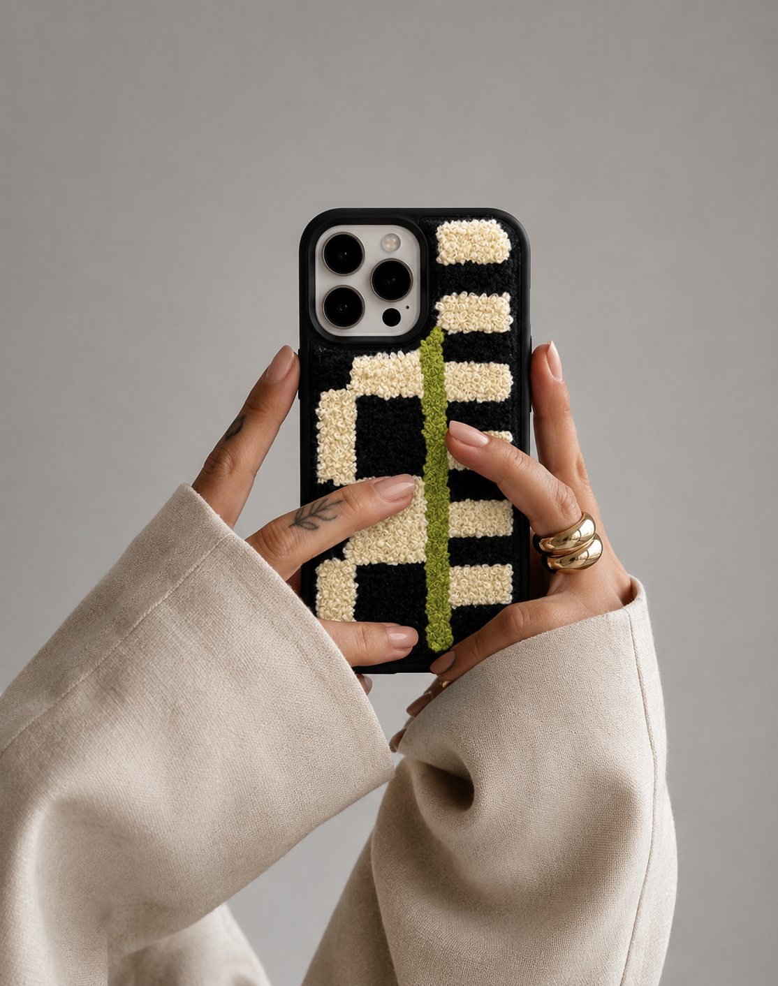 Geometric Abstract Tufted Fabric Case