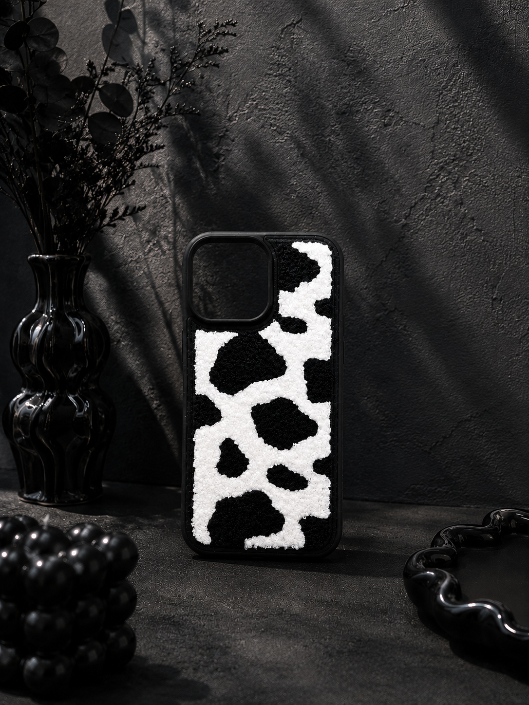 Fluffy Cow Print Sherpa Phone Case