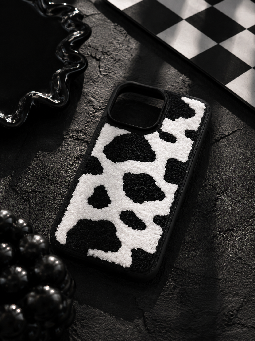 Fluffy Cow Print Sherpa Phone Case