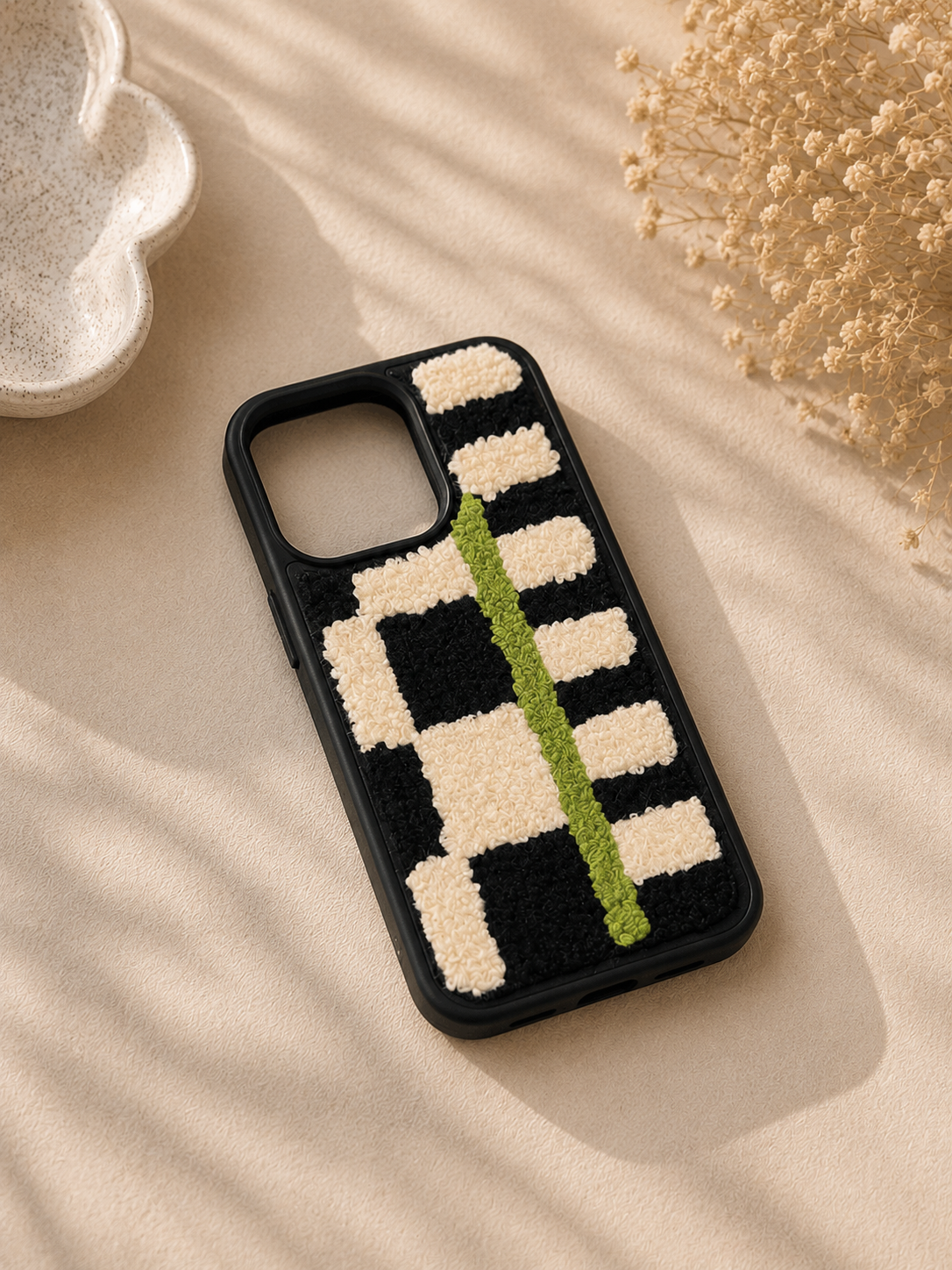 Geometric Abstract Tufted Fabric Case
