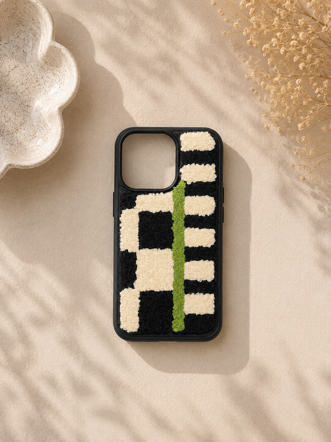 Geometric Abstract Tufted Fabric Case