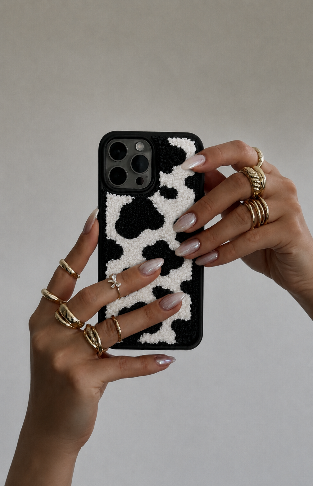 Fluffy Cow Print Sherpa Phone Case