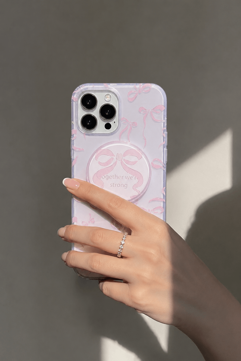 Pretty Pink Ribbon Case with Grip