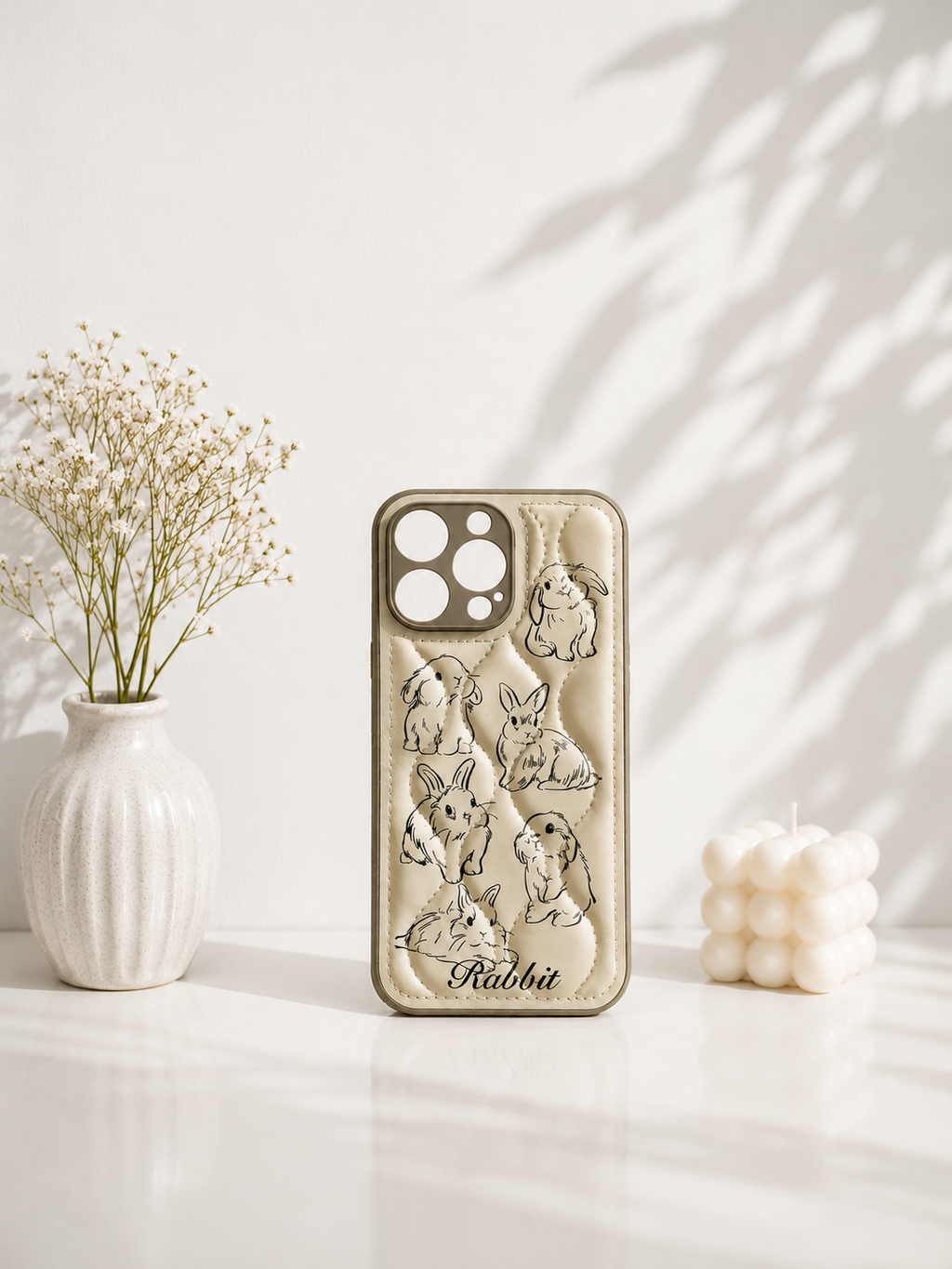 Cute Rabbit Pattern Leather Iphone Case