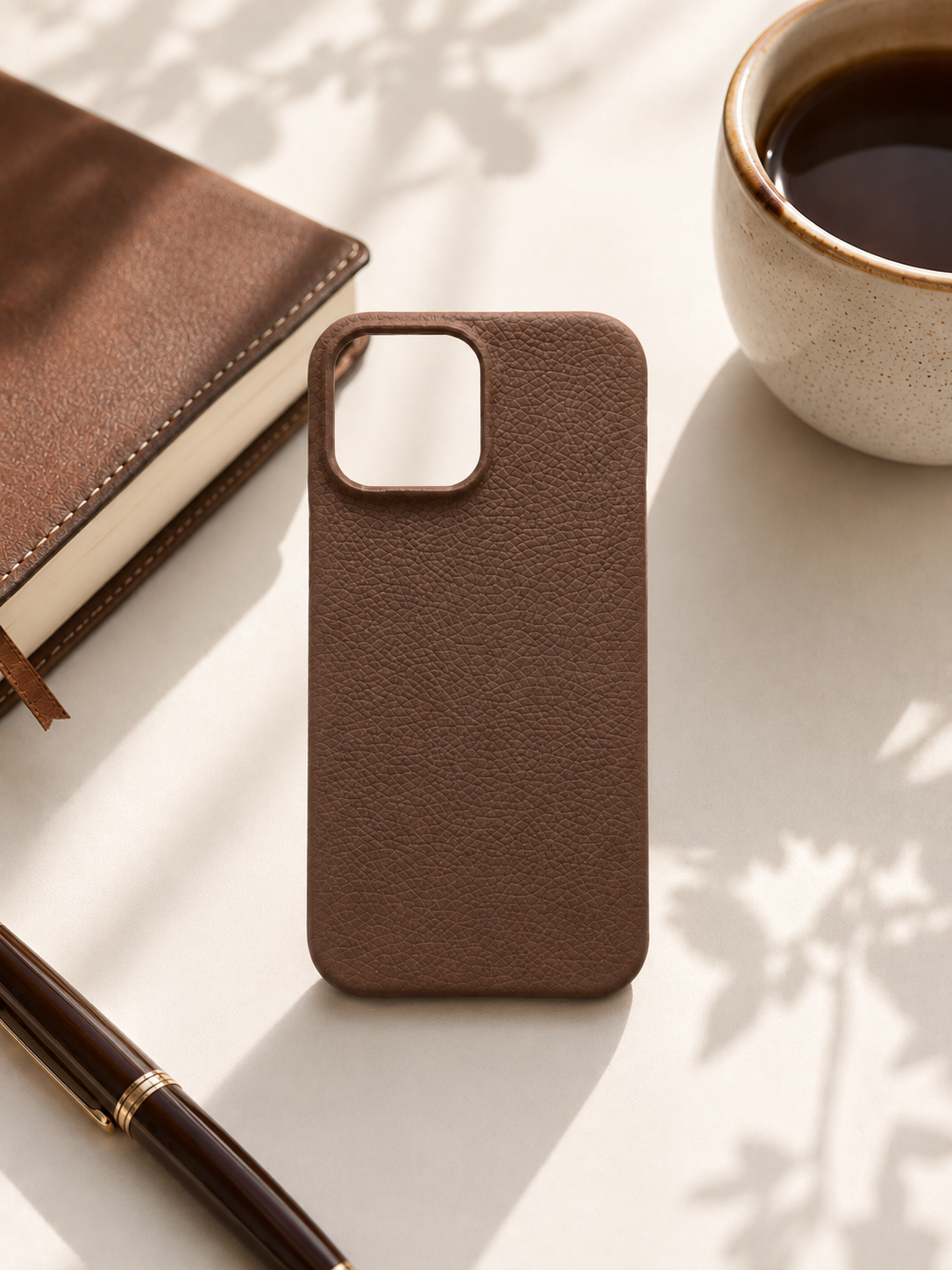 Elegant Pebble Grain Faux Leather Case - Brown