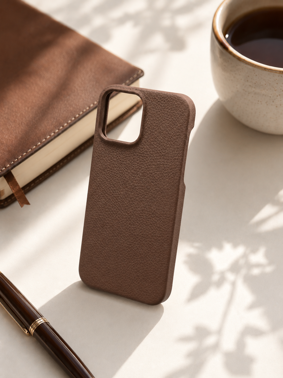 Elegant Pebble Grain Faux Leather Case - Brown