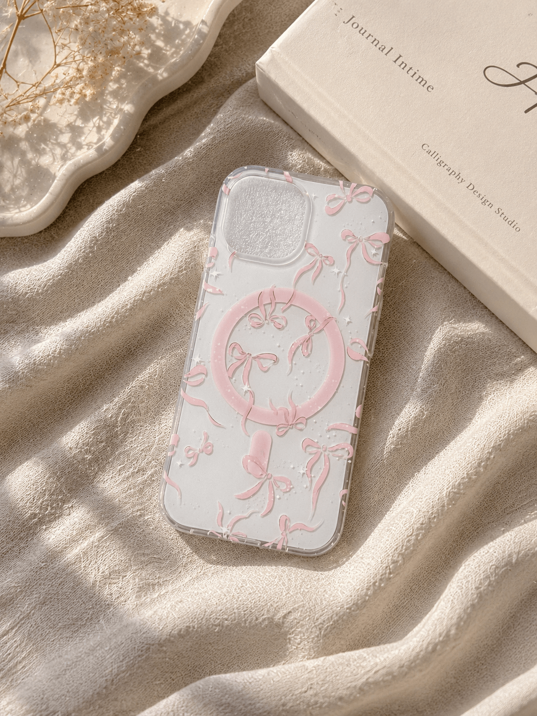 Pretty Pink Ribbon Case with Grip