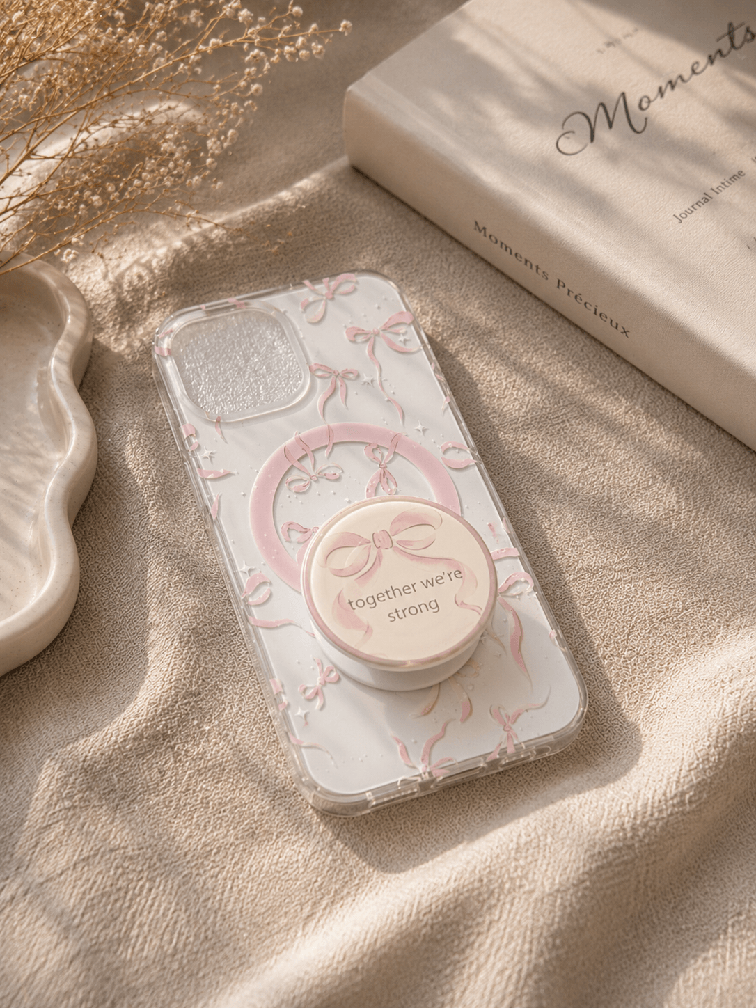 Pretty Pink Ribbon Case with Grip