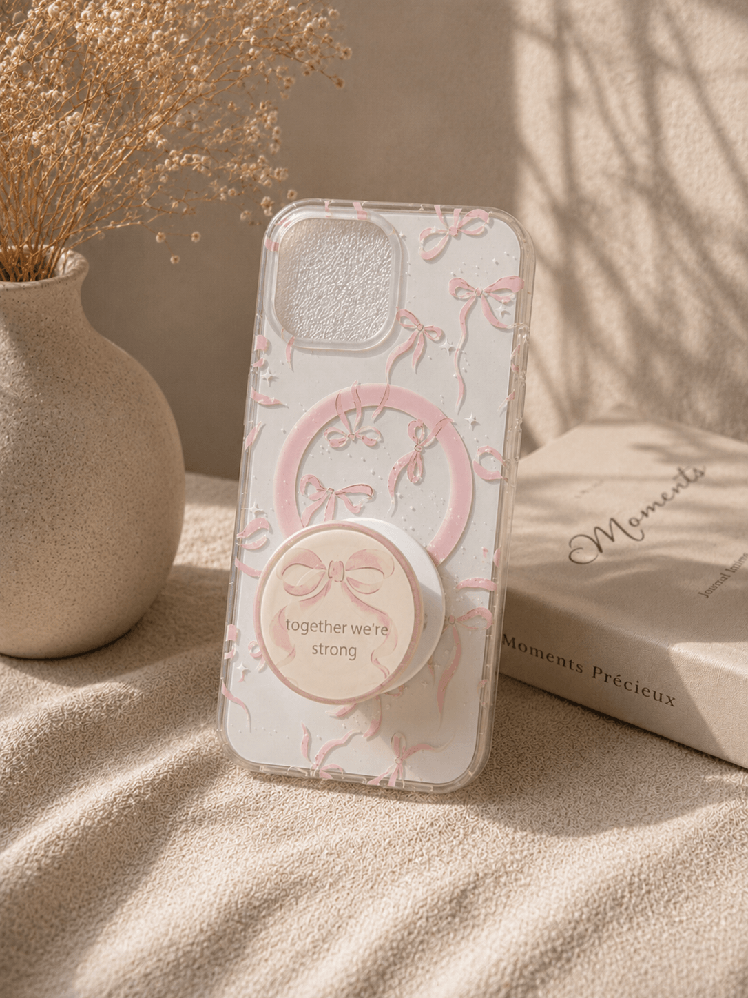 Pretty Pink Ribbon Case with Grip