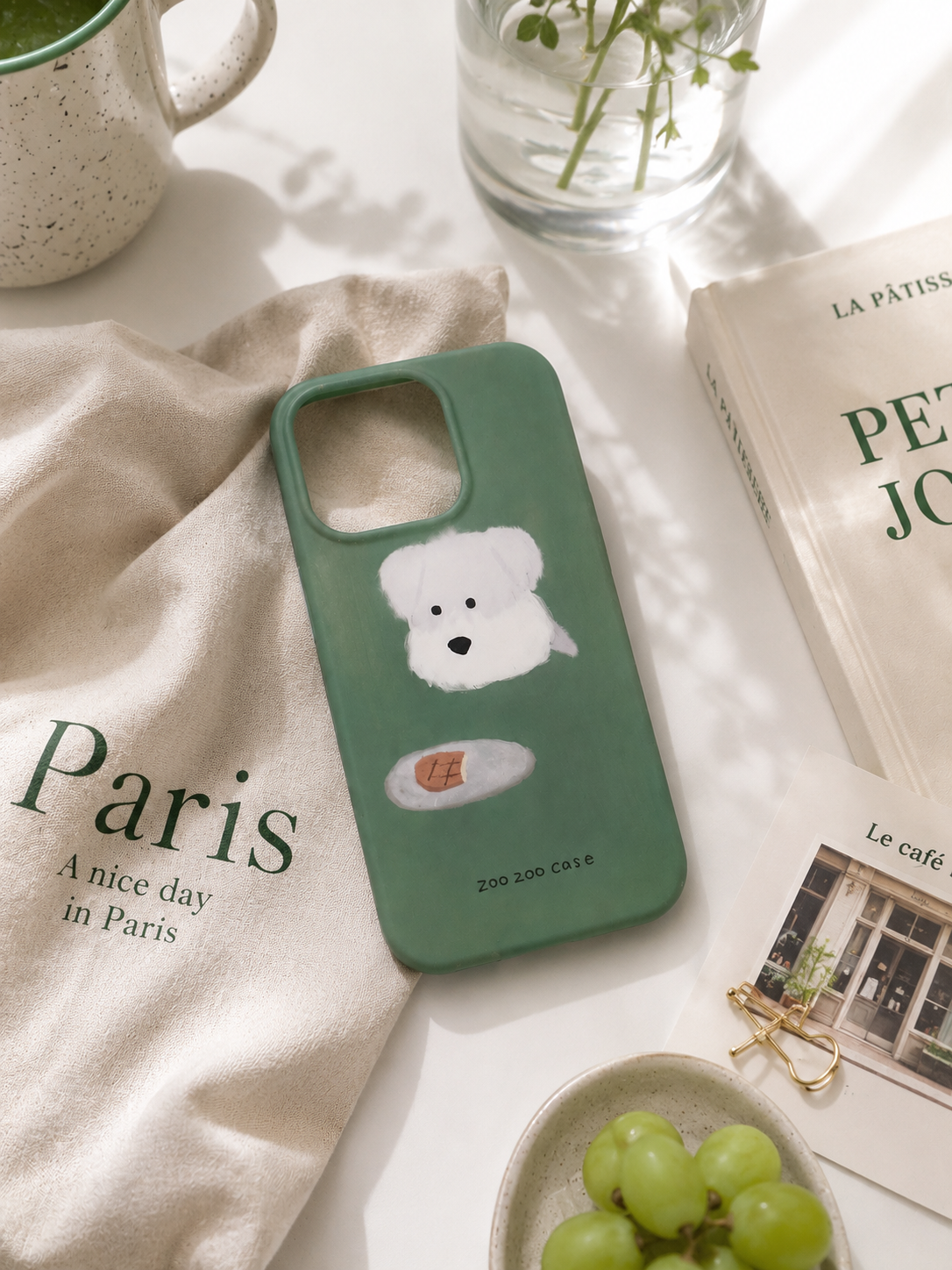 Matte Green Puppy Dog Design Case