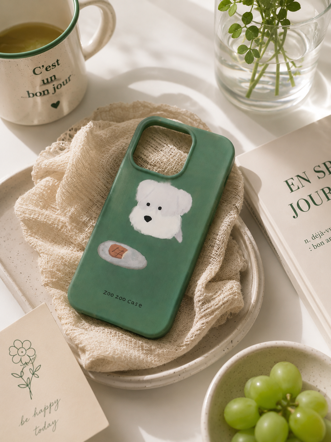 Matte Green Puppy Dog Design Case