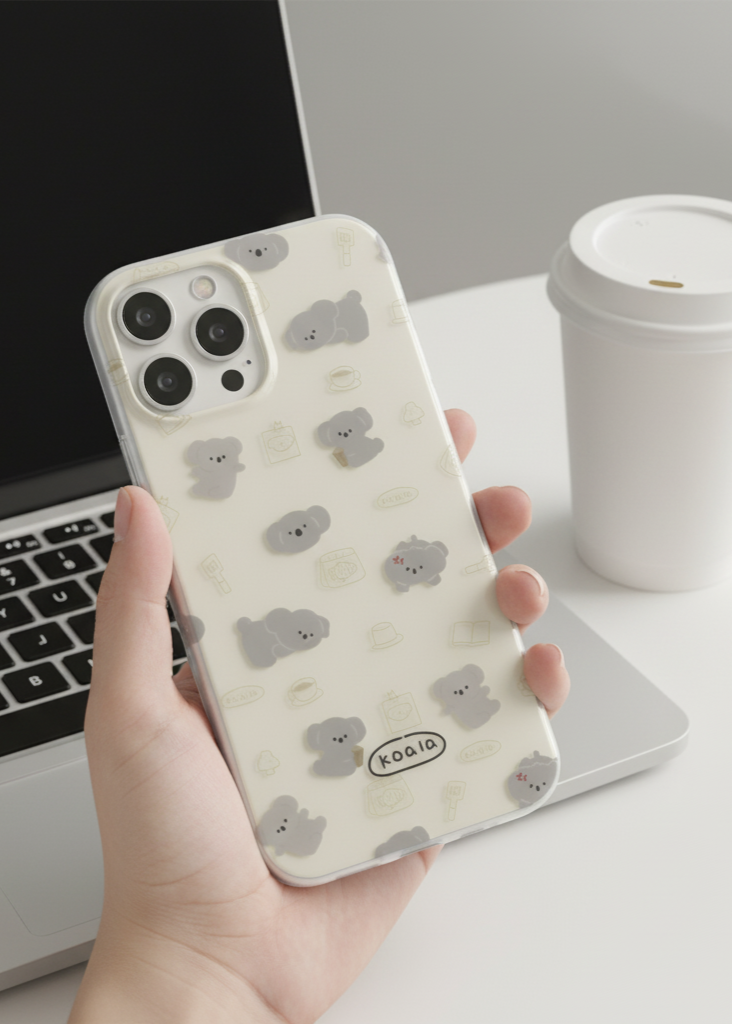Minimalist Clear Koala Pattern Phone Case