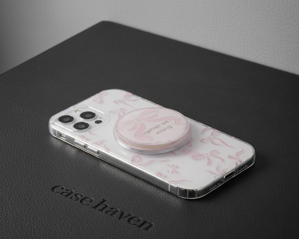 Pretty Pink Ribbon Case with Grip