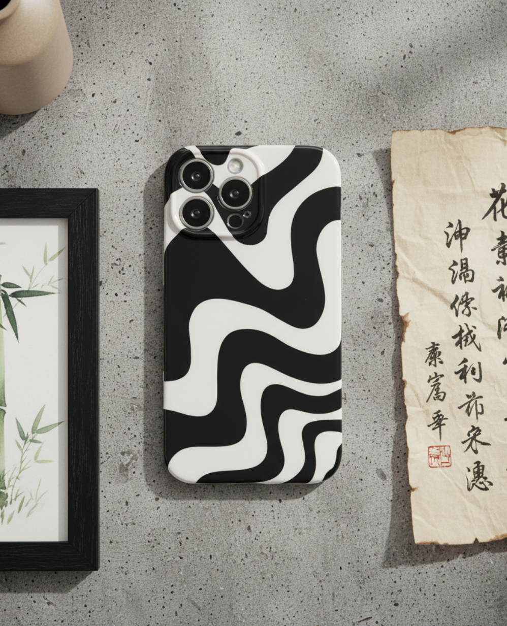 Monochrome Psychedelic Wave Case