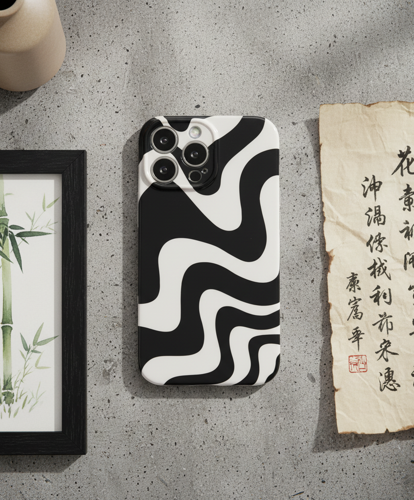 Monochrome Psychedelic Wave Case