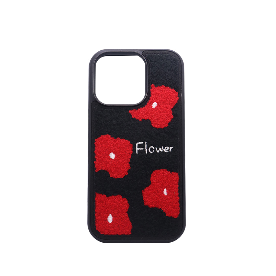Red Petal Embroidery iPhone Case