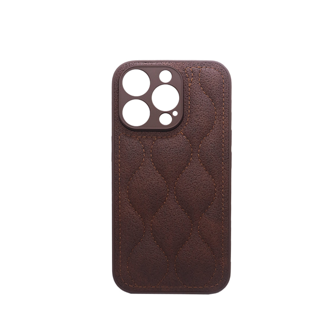 Luxury Quilted Faux Leather Case - Dark Brown