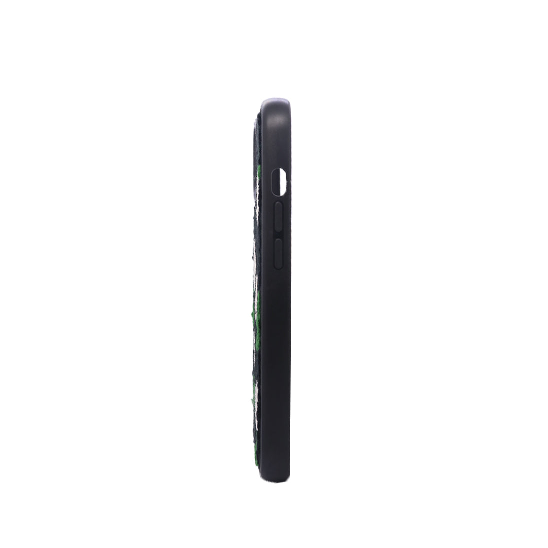 3D Fluffy Floral Embroidered Black Case
